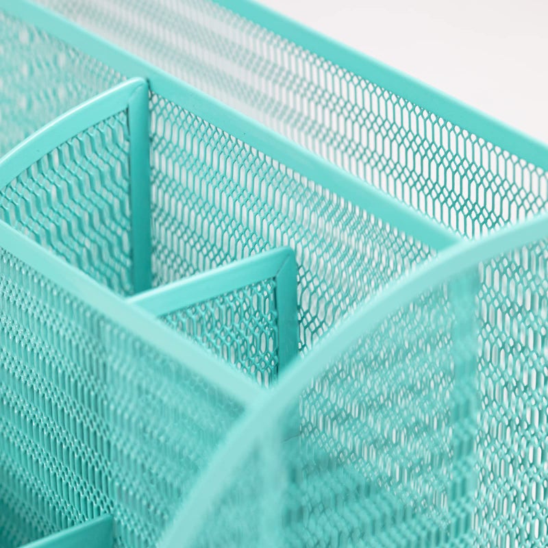 BLU MONACO Aqua Desk Organizer | Metal Turquoise Stationery Holder With Drawer and Compartments | Desktop Storage for School, Bedroom, Locker and Home | 5.5â€D x 8.6â€W x 5â€H Accessory Caddy - Image 5